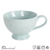22oz Blue Color Embossed Soup Mug with Footed
