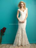 2016 V-Line Cap Sleeve Lace Mermaid Bridal Wedding Dress