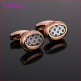 Rose Gold Plating Plaid Shirt Cufflinks Ellipse L51925