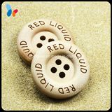 Custom Laser Word Logo Round 4 Holes Wooden Sweater Button