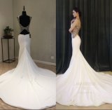Real Satin Beading Mermaid Evening Gowns Wedding Dress Evening Dress