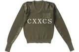 Olive Green Military Pullover V Neck