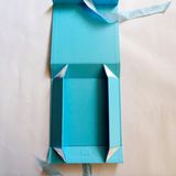 Baby Blue Folding Paper Gift Box with Ribbon