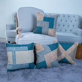 Hand-Made Decorative Cushion/Pillow with Patchwork Geometric Pattern (MX-51)