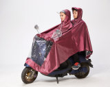 Adult Fashion Foldable Oxford PVC Rain Poncho for Double Riding