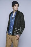 Fashion V Neck Knitting Men Cardigan with Button