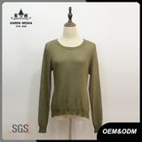 Women Lace-up Back Green Fall Sweater
