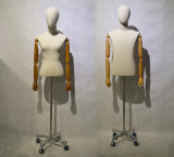 European Male Tailor Mannequin Torso with Wheeled Baseplate