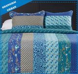 Floral Birds Design Printed Polyester Patchwork Quilt