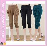 2016 Hot Sale Plus Size High Elestic Milk Silk 3/4 Harem Pants for 150kg Women