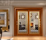 Aluminum Double Glazing Sliding Door Wood Powder Coated