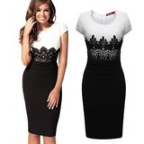 Fashion Design Ol Style Lace Slim Ladies MIDI Bodycon Dress