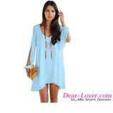 Light Blue Chiffon Leisure Mini Skater Jersey Dress