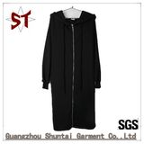 100%Cotton Sweater Hooded Long Style Coat with Full Zipper