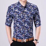 Hot Sale Button Down Men's Polo Shirt with Flower Printed