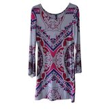 Women's Placement Print Milk Fiber Dress with Half Sleeve
