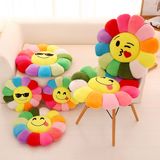 Emoji Face Embroidered Plush Soft Sunflower Stuffed Cushion