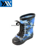 Flat Baby Shoes Camo Printing with Lace up PVC Waterproof Half Footwear Rain Boots