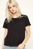 Women's Round Collar Cotton T-Shirt with Pocket on Chest