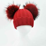 fashion Women Winter Knitted Hats with Fur Pompom Beanies