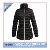 Women Long Parka Down Padding Jacket with Metal Zipper