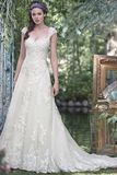 Lace Wedding Dress Cap Sleeves Beading Bridal Gown 2017 H5209