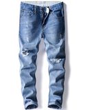 E906 Factory 2017 Spring Fashion Cropped Style Blue Denim Jean