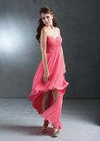 Chiffon Front Short Long Back Bridesmaid Dresses (BD3047)