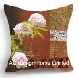 Classic Square Hydrangea Design Decor Fabric Cushion W/Filling