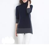 100%Merino Wool High Neck Knit Sweater for Ladies