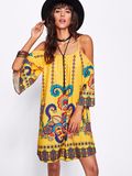 Fashion Girls Flower Print Kimono Sleeve Dresses Wholesale