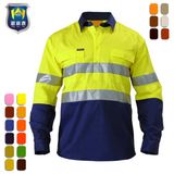 High Quality Work Reflective Navy Bottom Cotton Hi Vis Shirt