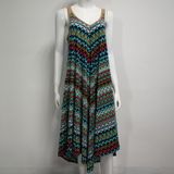 Active Print Viscose Long Dress with Tie up Back