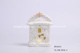 Christmas White Indented Ceramic Window Nativity Set with LED Tealight