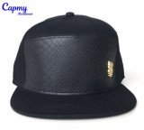 Front Panel Leather Hat by 7 Panel Snapback Cap