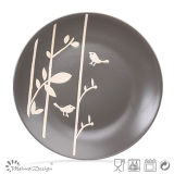 Grey Bird and Tree Shape Ceramic Dinner Plate