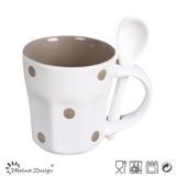 3oz Mug with Spoon Two Tone Glaze DOT Design