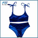 2018 Custom Logo Blue Velvet Bikinis Women Push up Swimwear Swimsuit