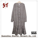 Fashion Custom Made Plaided Long-Style Women Dress with Button