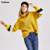 Ladies 100% Acrylic Knitted Sweater Oversize Turtleneck Wholesale