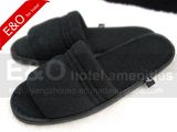 Open Toe Hotel Black Terry Towel Slipper