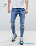 Skinny Men Jeans with Distressed and Holes (E. P. 4353)