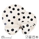 16PCS Ceramic Dinner Set with Black Dots Design