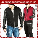 Hip Hop Men Bomber Jacket Leather Sleeve