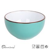 Glossy Glazing with Black Rim Rice Bowl
