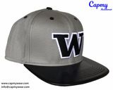 100% Cotton Grey Material Cap Snap Plastic Snapback Cap