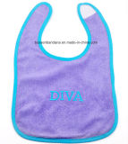 China Factory OEM Produce Custom Embroidery Purple Cotton Terry Blue Baby Absorbent Bib
