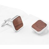 VAGULA Rosewood Cufflink Silver Plated Cuff Link