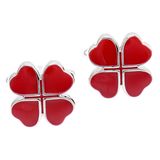 VAGULA Four Leaf Red Painting Cufflink