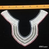 34*26cm Colorful Cotton Crochet Neckline Lace Soft Thick Knitted Collar Lace Applique for Bridal Blouse Accessories Venise Lace Applique Hm2010